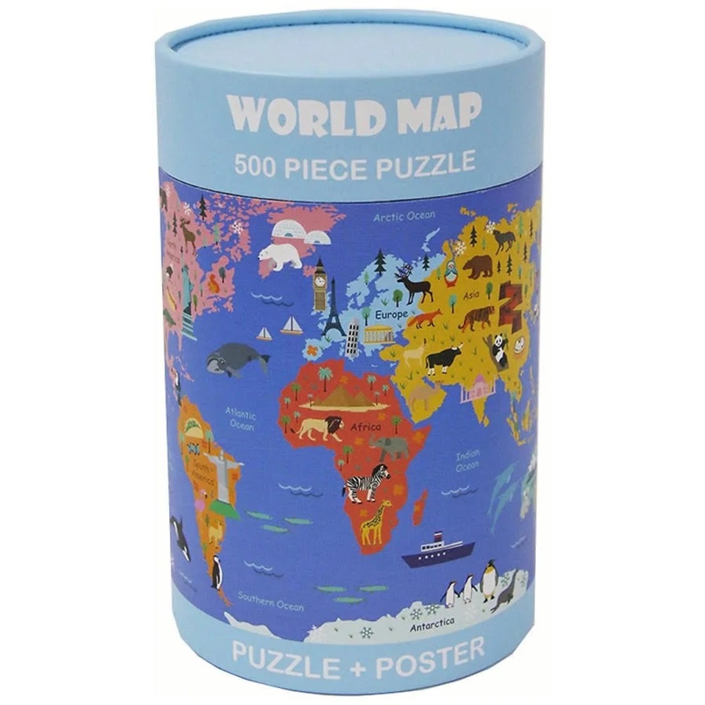 Jigsaw World Map 500 Piece Puzzle 19.7” x 13.8” and Poster